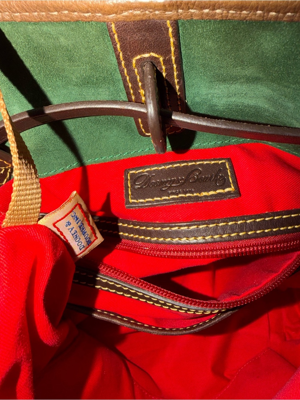 Dooney & Bourke Florentine Buckley Brown Leather Drawstring Satchel with Tassels - Picture 4 of 16